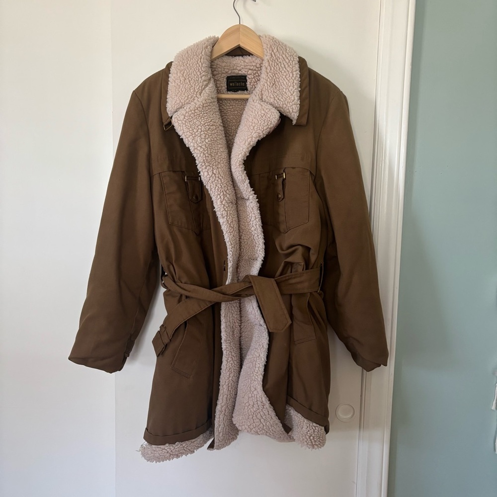 Vintage Wallachs Men’s Brown Coat with Shearling Lining